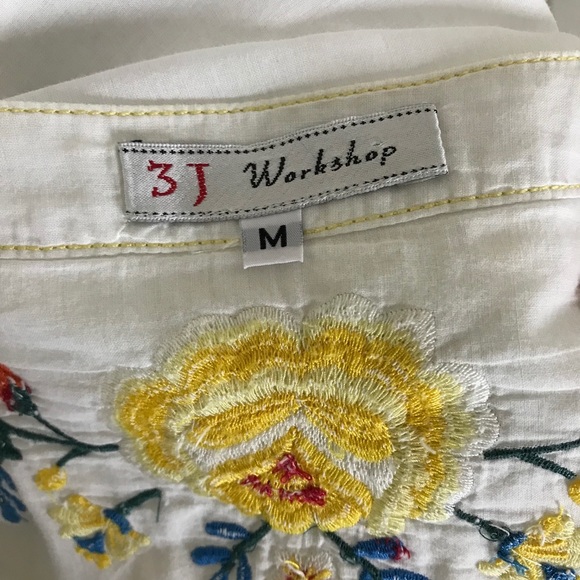 3J Workshop Johnny Was embroidered pintuck top M - Picture 10 of 12